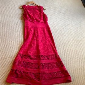 Red long dress. Size 10 but tailored to size 8.